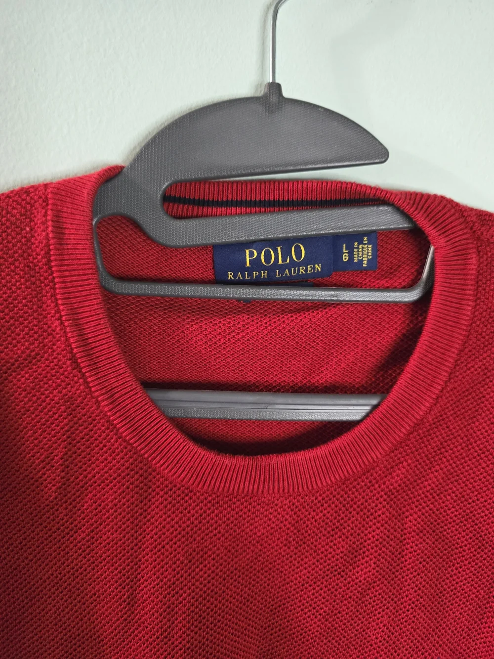 Polo by Ralph Lauren Red Crewneck Sweater with Blue Pony 100% Pima Cotton Large